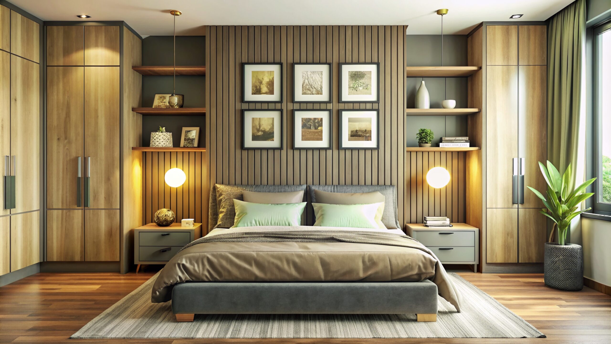 A modern wooden bedroom design
