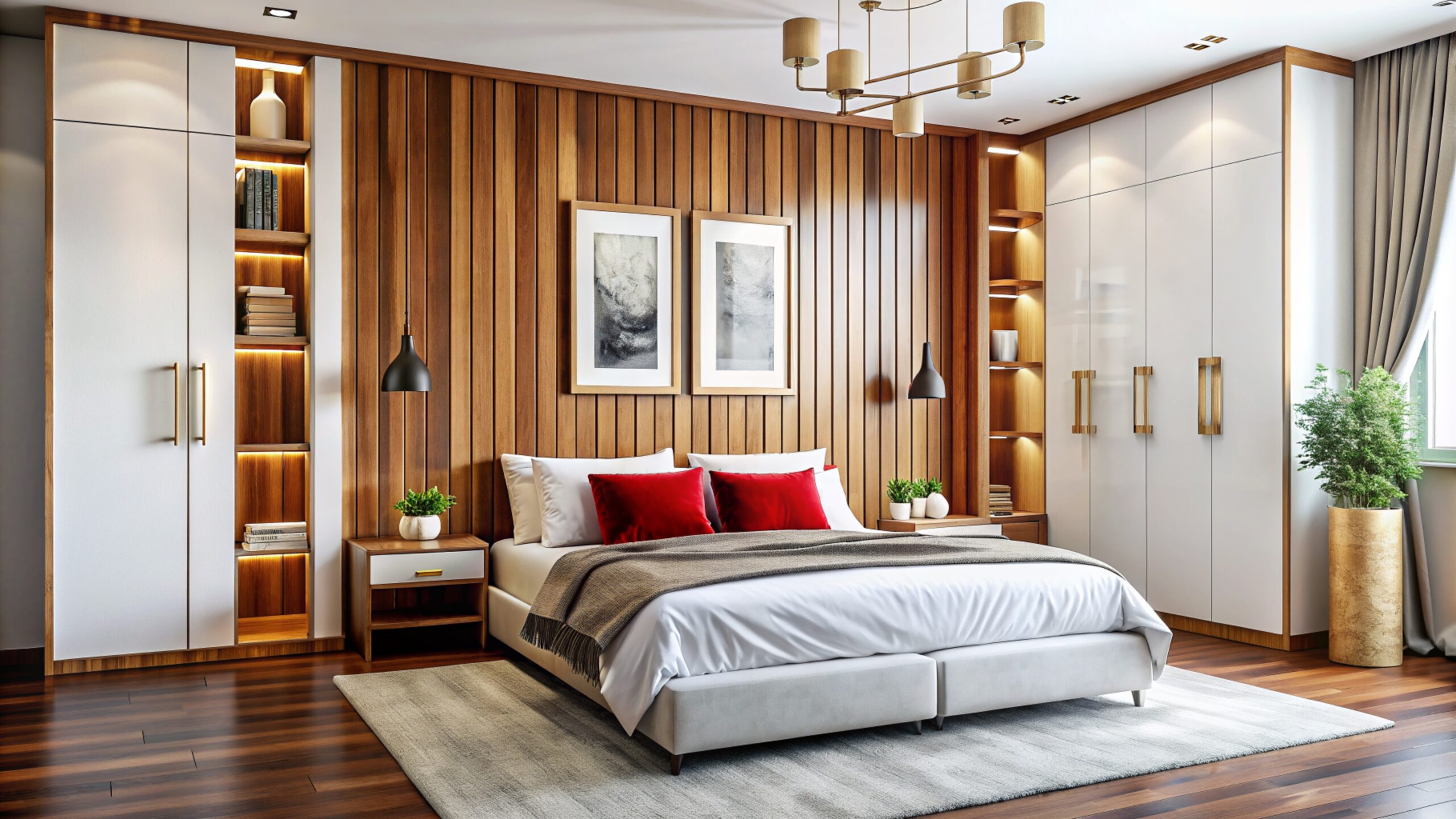 A modern wooden bedroom design